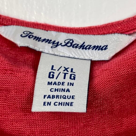 NWOT TOMMY BAHAMA Top Tunic Blouse Poncho Cover Up L/XL Pink Gold-Sparkle PomPom - Picture 3 of 11